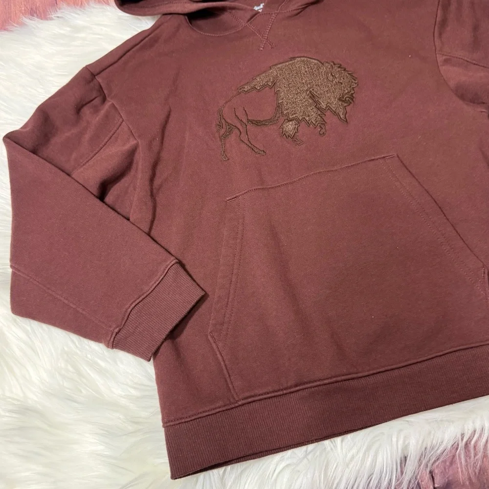 Cat & Jack Brown Buffalo Graphic Pullover Hoodie - Boys Size Small (6/7)